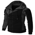 thumbnail image 2 of Men‘s Hoodie Pullover Jacket  Contrt Color Long Sleeve Zipper Closure Sweatshirt Loose Drawstring Coat, 2 of 3