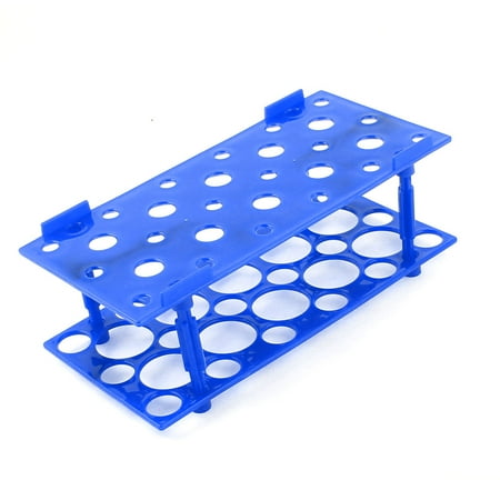 Test Tube Holder Unique Bargains Blue Plastic 28 Holes Detachable Rack Holder Support for 16-29mm Test Tubes ()