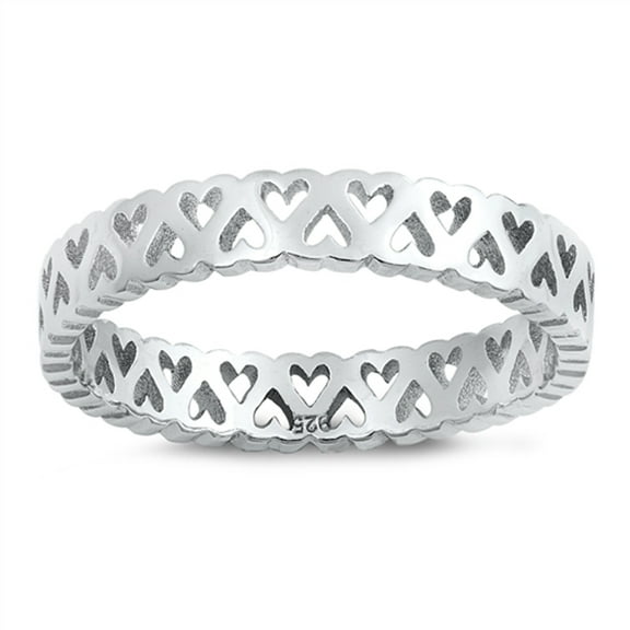 Eternity Heart Purity Promise Stacking Ring .925 Sterling Silver Band Jewelry Female Male Size 4