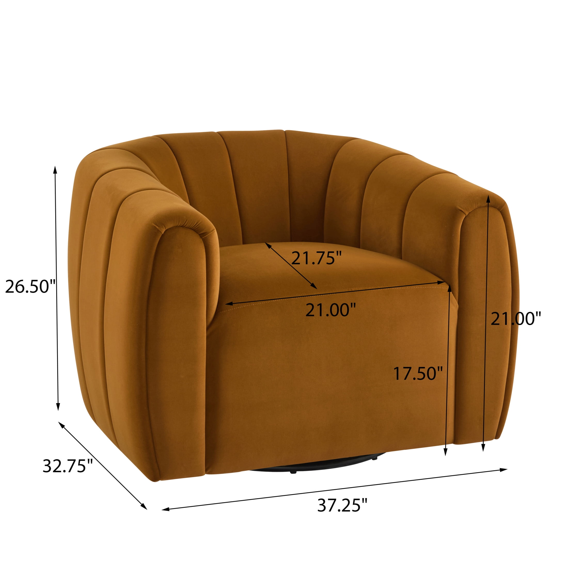 Rune Modern 360-Degree Swivel Barrel Club Chair, Velvet Upholstered Accent Chair, Turmeric