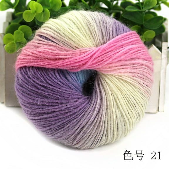 XmhyTop 2 Pack Rainbow Soft Yarn 100% Wool Gradient Multi Color Yarn for Crocheting Knit Total Length 180m×2,392yds,100g,T