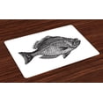 thumbnail image 1 of Ambesonne Fish Place Mats Set of 4, Rock Bass Black and White, Standard Size, Black White, 1 of 4