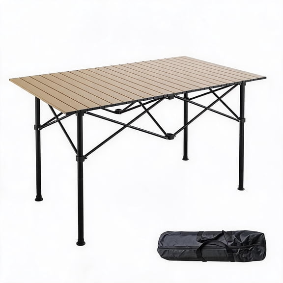 Light‑Weight Roll‑Up Aluminum Camping Table with Carry Bag, Waterproof Portable Outdoor Picnic Desk