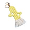 thumbnail image 1 of Keychain Cactus Handmade Portable Bohemian Style Knitted Key Ring Tassel Metal Clasp Holder Accessory Keys Wallet Cellphone Yellow, 1 of 9