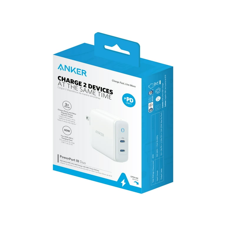 Anker USB-C 40W Wall Charger with Ports Foldable PowerPort III