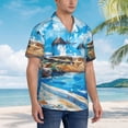 thumbnail image 2 of KLL Men's Hawaiian Shirt Short Sleeve Button Down Beach Shirts-Greek Island Windmills Painting, 2 of 5