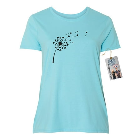 Valentines Day Whimsical Dandelion Shirt Plus Size Womens Short Sleeve T-Shirt Top