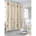 thumbnail image 3 of Shower Curtain Japanese Style Flowers Bathroom Curtains with Hooks, Waterproof Fabric Branch Solid Color Beige Bath Shower Curtains Set for Bathroom Bathtubs Decor 72x72 Inch, 3 of 8