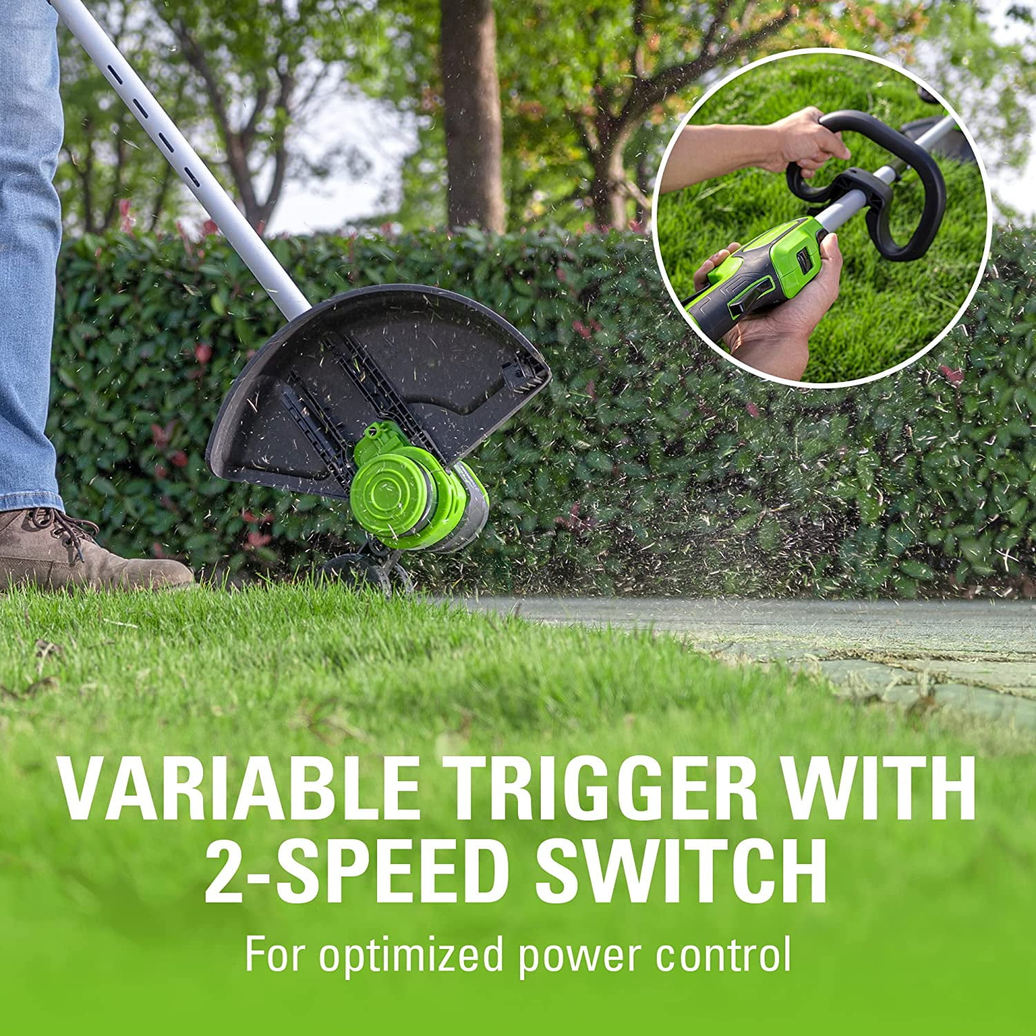 Greenworks 24V 13-Inch Brushless String Trimmer Gen 2, 4.0Ah USB Battery and Charger Included
