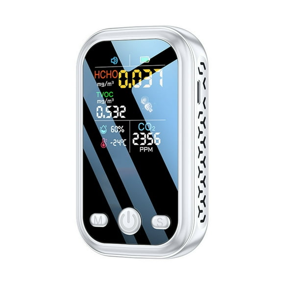 Fiudx Detector de Co Portátil, Alarma de Monóxido de Carbono 3 En 1, Pantalla Lcd y Aviso Acústico, Batería de Litio Recargable, para Uso En Casa, Tienda de Campaña, Coche y Autocaravana, Tamaño 85 X