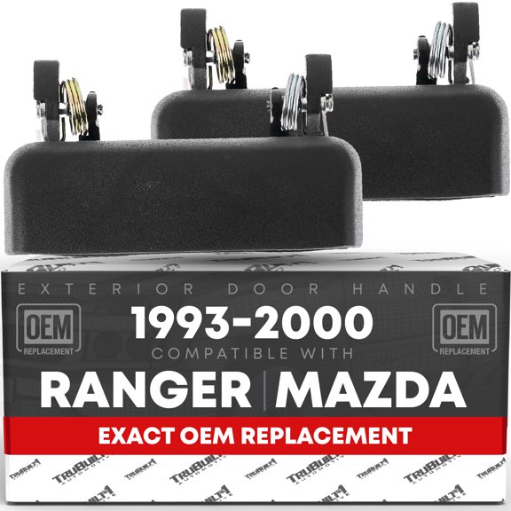 Exterior Front Driver & Passenger Door Handle Set - Compatible with 1993-2000 Ford Ranger (USA Type) - Textured Black, Plastic - OEM F37Z-1022405-A, ZZM0-59-420, F37Z-1022404-A, ZZM0-58-420