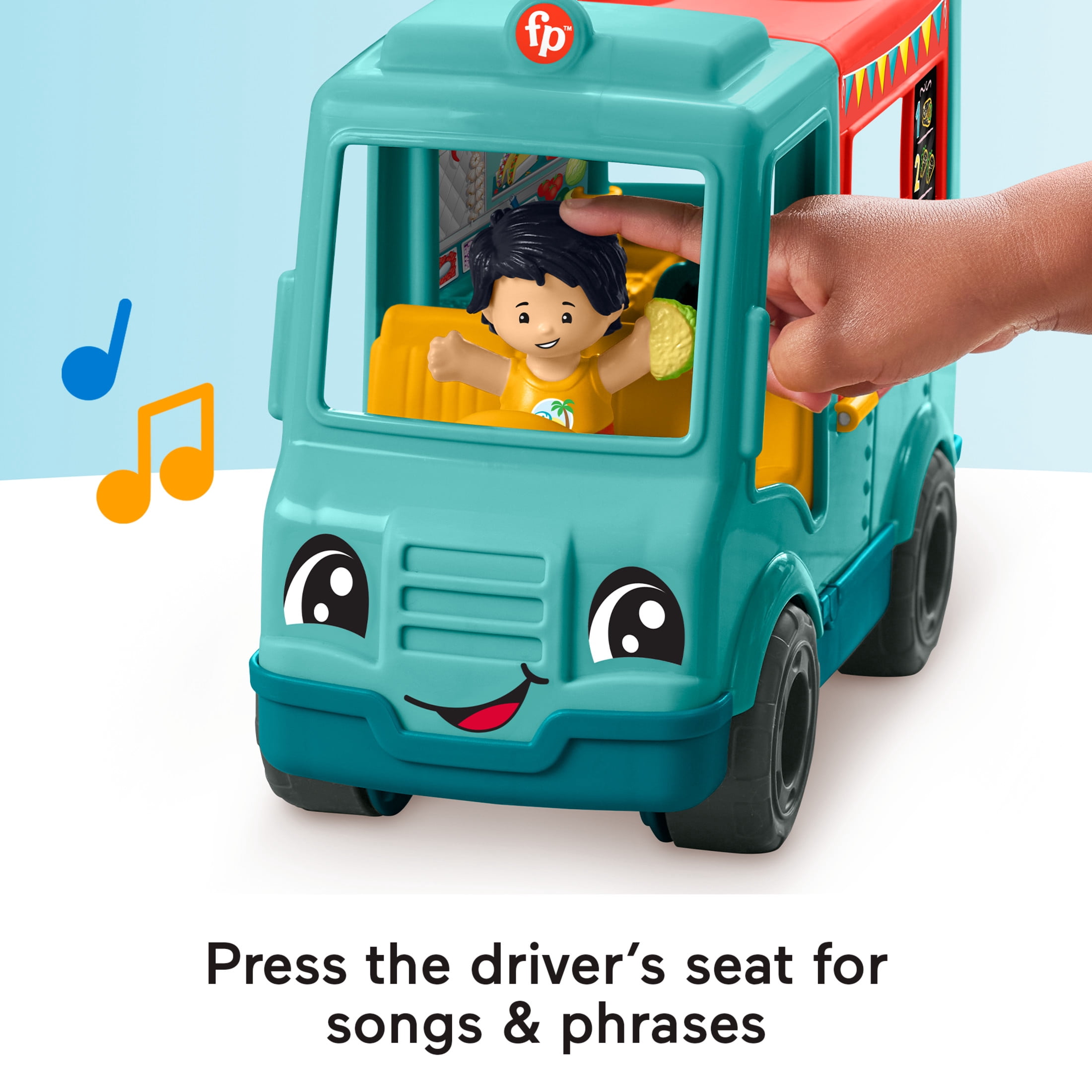 Fisher-Price Little People Serve It Up Food Truck Musical Toddler Toy Vehicle with 2 Figures