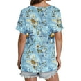 thumbnail image 3 of Camiseta Suelta de Cuello en V Impresa de Manga Corta de las Mujeres, Ligero 95% Poliéster 5% Spandex Casual Top para el Hogar Y el Uso Diario, Camiseta Cómoda, 3 of 5