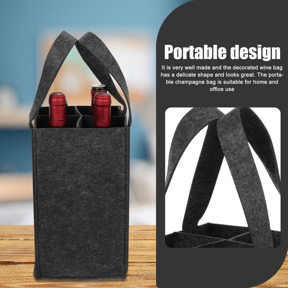 Healifty Dark Grey Felt Wine Bottle Bag Portable and Decorative for Storage, Party Use, and Easy Carrying