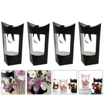 WHAMVOX  5 Pcs Portable Flower Basket Christmas Decor Wrapping Bags Black