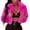 Hot Pink, variant on Puntoco Women Coat Clearance,Women Coat Fluffys Fleece Turn-Down Collar Top Short Loose Coat Wine 8(L)