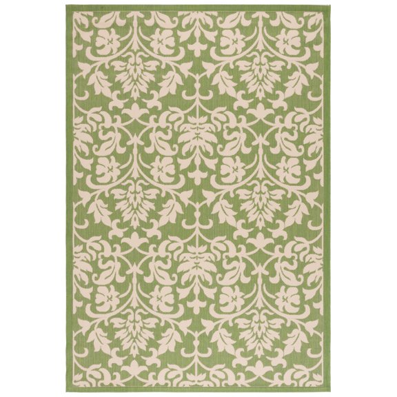 SAFAVIEH Courtyard Yvette Floral Indoor/Outdoor Area Rug, 6'7" x 9'6", Olive/Natural