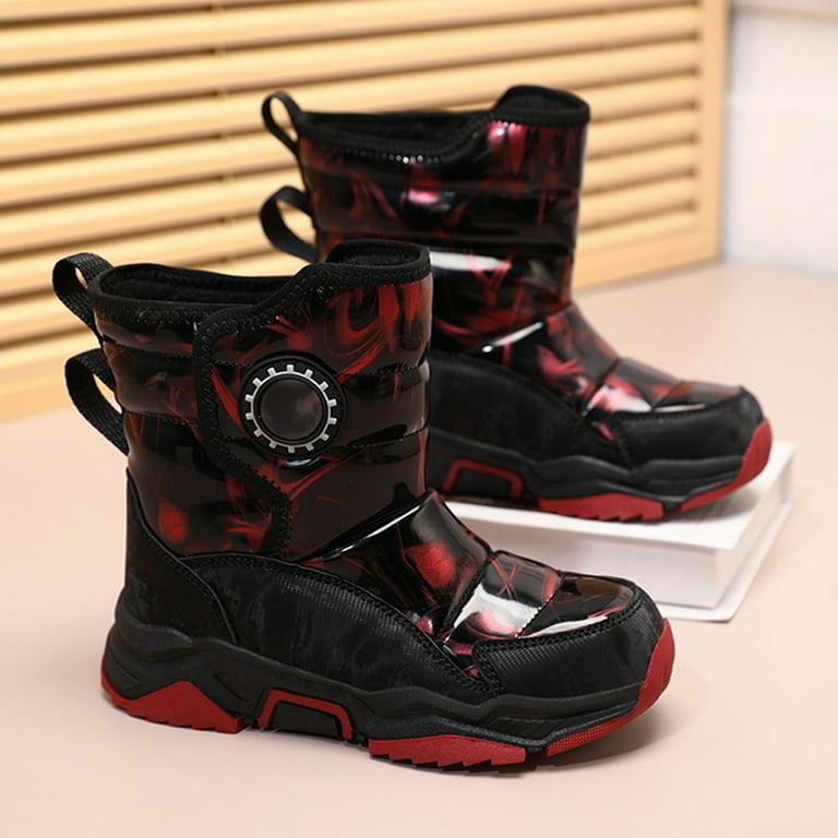 XXWXYD Little Boy Boots Fashion Big Kids Winter Water Proof Flat