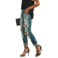 thumbnail image 3 of Women's Ripped Boyfriend Jeans Loose Fit Distressed Stretchy Denim PantsRoyal Blue M, 3 of 5