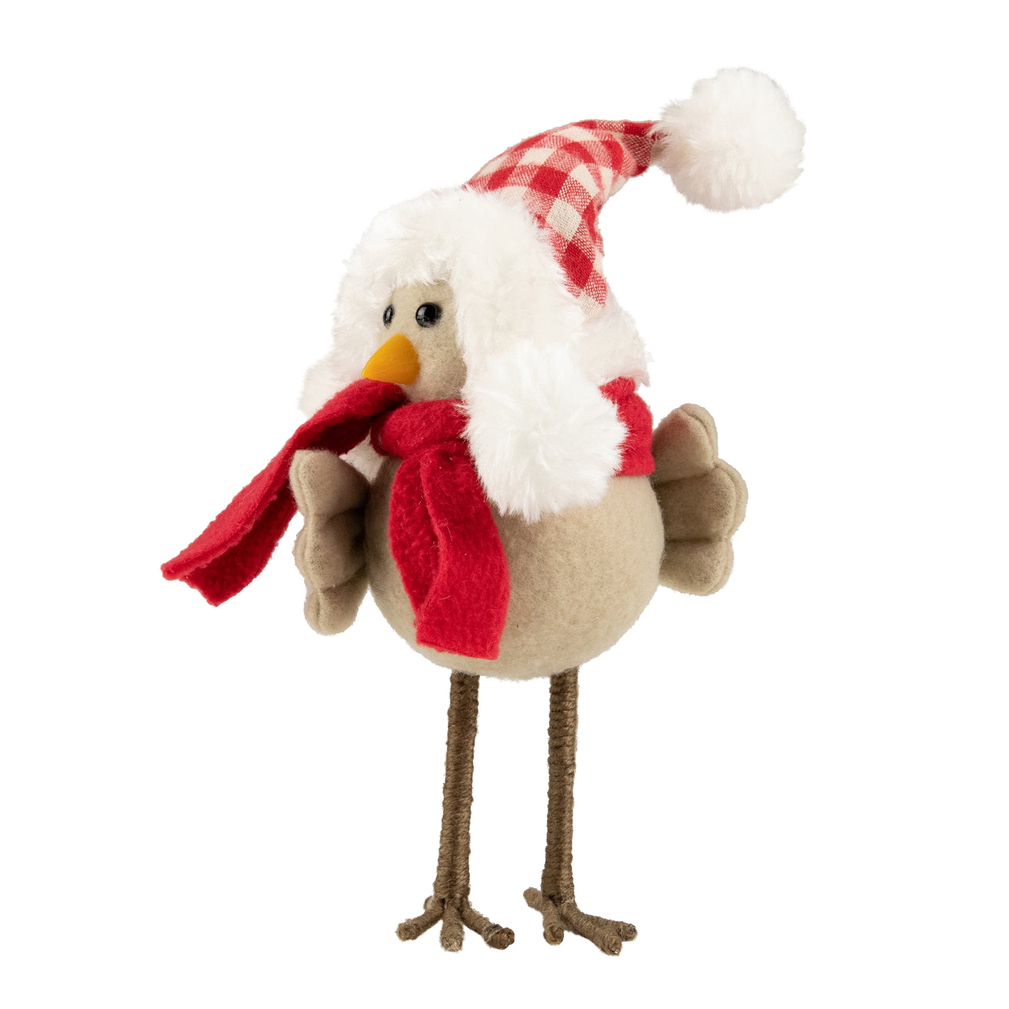 8.25" Standing Beige Bird with Red Scarf and Hat Tabletop Decoration
