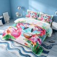 thumbnail image 3 of Erosebridal Coastal Flamingo Twin Quilt Set, Ocean Animal Twin Coverlet Set, Polka Dots Reversible 2pcs, 1 Bedspread and 1 Pillowcase, 3 of 7