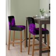 thumbnail image 2 of Purple Rose Bar Stool Covers Set of 2, Abstract Spring Flowers Vintage Black Stretch Washable Bar Chair Covers with Backs, Removable Pub Counter Height Chair Cover for Kitchen Dining Room Cafe, 2 of 7