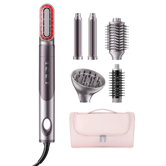 6 in 1 Hot Air Brush Hair Dryer, Infrared Hot Air Styler Wrap, Dual Voltage Professional Multi-Styler for Fast Drying Curling Volumizing, Smooth Straightening, No Heat Damage