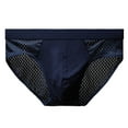 thumbnail image 5 of zeranth Men Briefs Mid-rise Elastic Waist Mesh Stitching Ice Silk Panties Breathable Solid Color U-Convex Underwear Daily Wear, 5 of 7