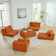 thumbnail image 6 of 80" Skin-Friendly Corduroy Fluffy Modular Sectional Loveseat Sofa, Modern Mid-century Modular Sofa with Flexible Combination, Deep Seat Cloud Sectional Couch with No Assembly for Living Room, Orange, 6 of 9