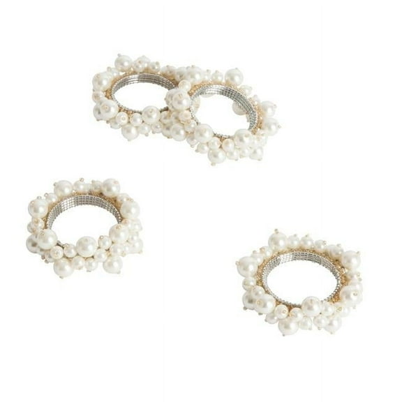 SARO NR369.I Saro Faux Pearl Napkin Ring  Ivory - Set of 4