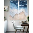 thumbnail image 4 of Blue Beige Sheer Curtains for Living Room Bedroom, Light-filtering Sheer Curtain, Ombre Ocean Abstract Sea Wave Beach Sand Rod Pocket Voile Window Treatment Drapes, 52’’Wx63’’L, 2 Panels Set, 4 of 7