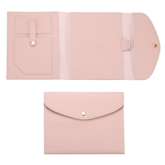 Uxcell Leather A5 Notebook Cover for Business Cards Documents with Pen Holder, Pink