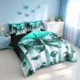 thumbnail image 2 of Homewish Glowing Butterfly Queen Bedding for Girls, Bling Stars Diamonds Bedding Comforter Set Queen, Cyan White, Black Reversible, 7-Piece, 2 of 7