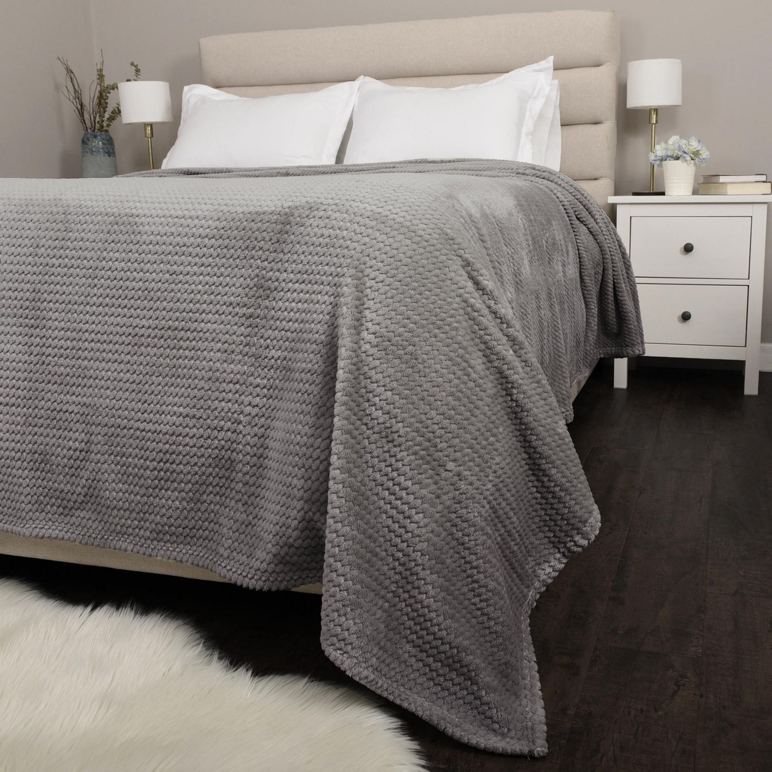 Jacquard Velvet Touch Blanket, Dark Grey 98" x 112"