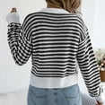 thumbnail image 5 of biudgviw Cardigan Sweaters for Women Long Sleeve Striped Open Front Cropped Tops Loose Soft Knit Bolero Fall Winter Outwear, 5 of 7