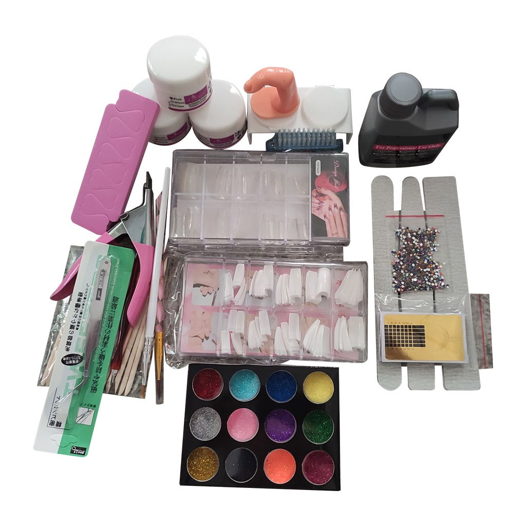Acrylic Nail Extension Tool Kit - 21PCS Nail Art Starter Set with Tips and Brush, DIY Manicure Accessories, Acrylic Powder Tools, UV Nail Extension Kit for Home Salon Use Easter, Makeup Organizers
