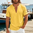 thumbnail image 2 of ZHOGXU Summer Loose Fit Short Sleeve Stand Collar V Neck Breathable Men's T Shirts Work Wear, 2 of 5