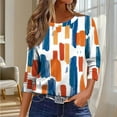 thumbnail image 5 of Levmjia Womens Tops Fashion 3/4 Sleeve T Shirt Casual Loose Fit Floral Printed Pullover Soft Polyester Round Neck Comfortable Tee For Daily Wear, 5 of 9