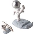 thumbnail image 1 of Soporte para teléfono móvil de astronauta, soporte para teléfono con estatua de astronauta de resina divertida bonita, decoración de mesita de noche de escritorio Kawaii, patada plateada JAMW Sencillez, 1 of 5