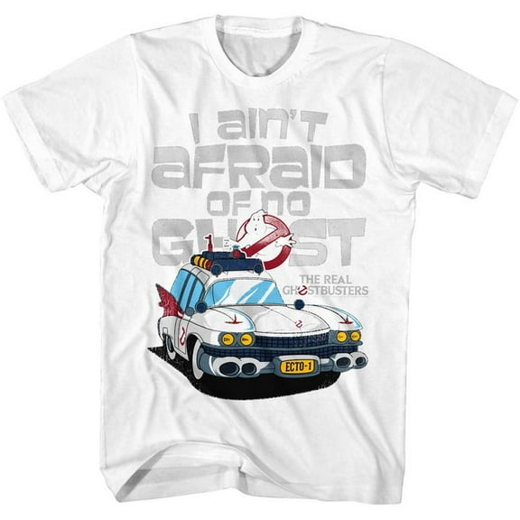 The Real Ghostbusters Aintafraid White Adult T-Shirt 4Xl