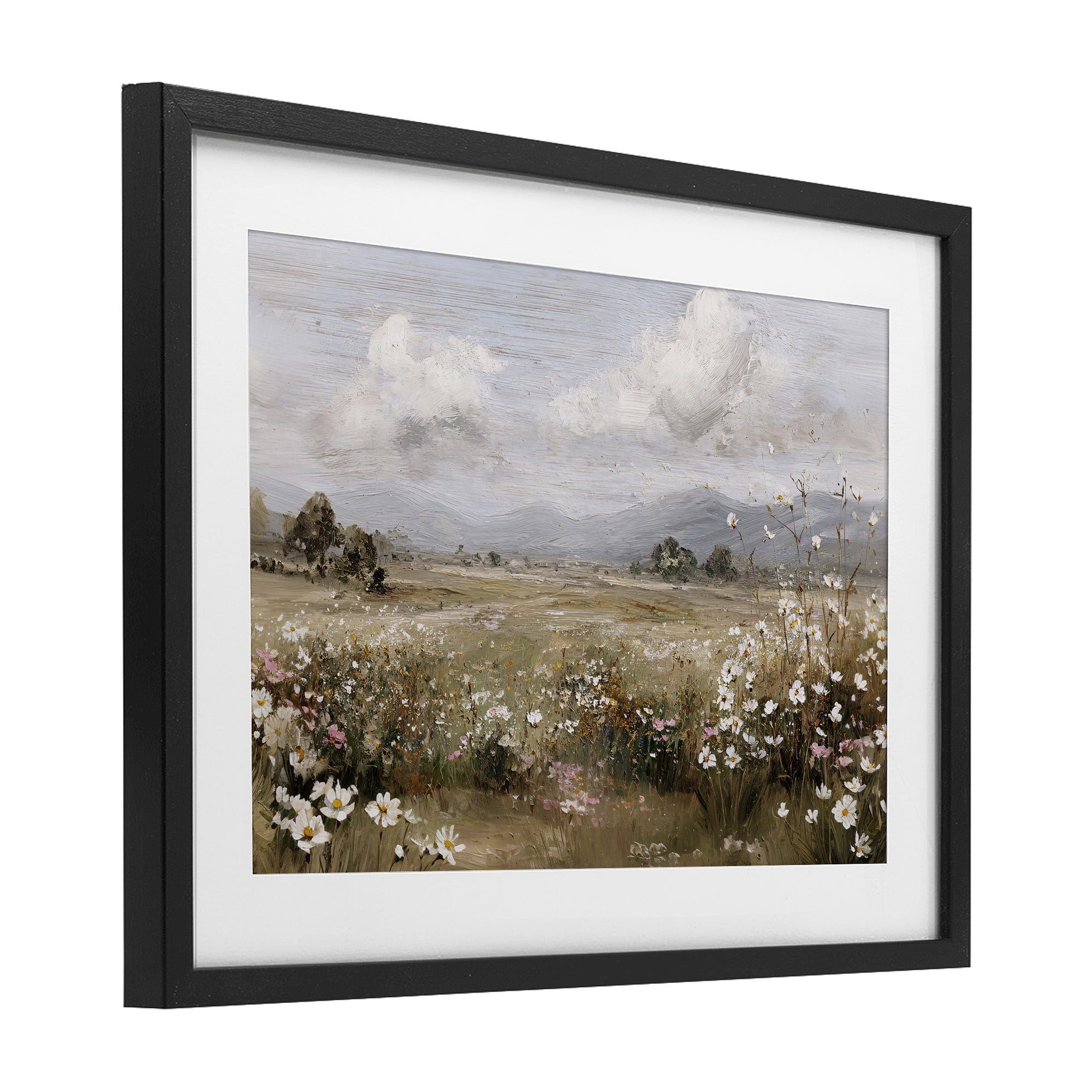 Stupell Industries Daisy Clusters in Field Black Framed Print Under Glass, design by Jacky Ngan