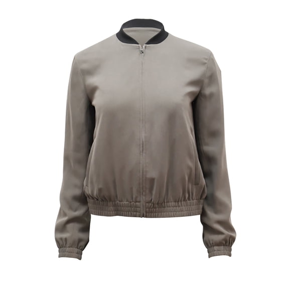 Pre-Owned Theory Baharah Crepe Jacket in Olive Green Viscose