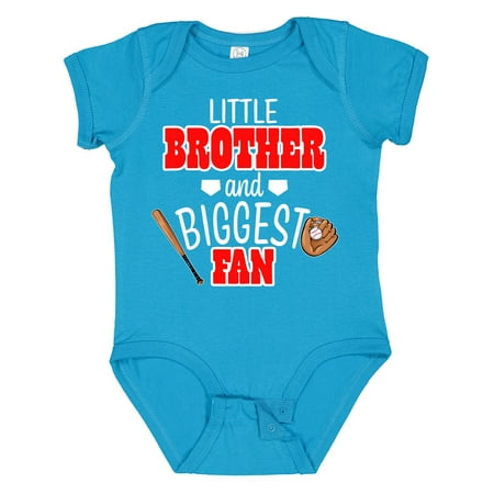 

Inktastic Little Brother and Biggest Fan- Baseball Glove and Bat Gift Baby Boy Bodysuit