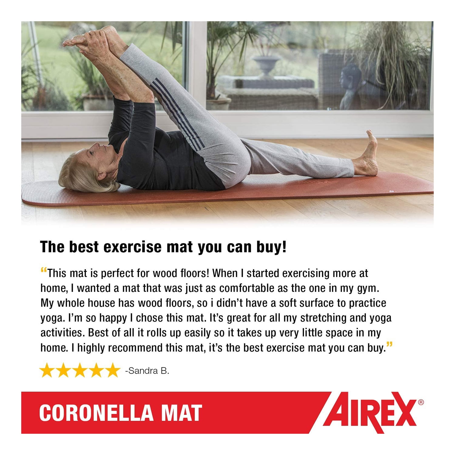Airex Coronella Closed Cell Foam Fitness Mat With Grommets for Yoga & More, Blue