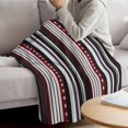 thumbnail image 3 of Red Blue Black Striped Blanket Soft Cozy Warm Twin Blanket for Bed, Plush Fuzzy Flannel Fleece Blankets for Sofa, Modern Stripes Star Throw Blankets for Couch, Lightweight Gifts for Women, 60"x80", 3 of 9