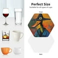thumbnail image 6 of Lsque Abstract Funny Duck Pattern 4" Drink Coasters Set of 4, PVC Leather Absorbent Coasters, Table Coaster Set Decorative Coffee Cup Coasters Housewarming Gift -Hexagon, 6 of 6