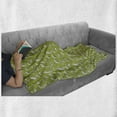 thumbnail image 6 of Green and White Soft Flannel Fleece Throw Blanket, Hand Drawn Style Funny Chameleons with Leafy Flower Stems, Cozy Plush for Indoor and Outdoor Use, 70" x 90", Apple Green White, by Ambesonne, 6 of 6