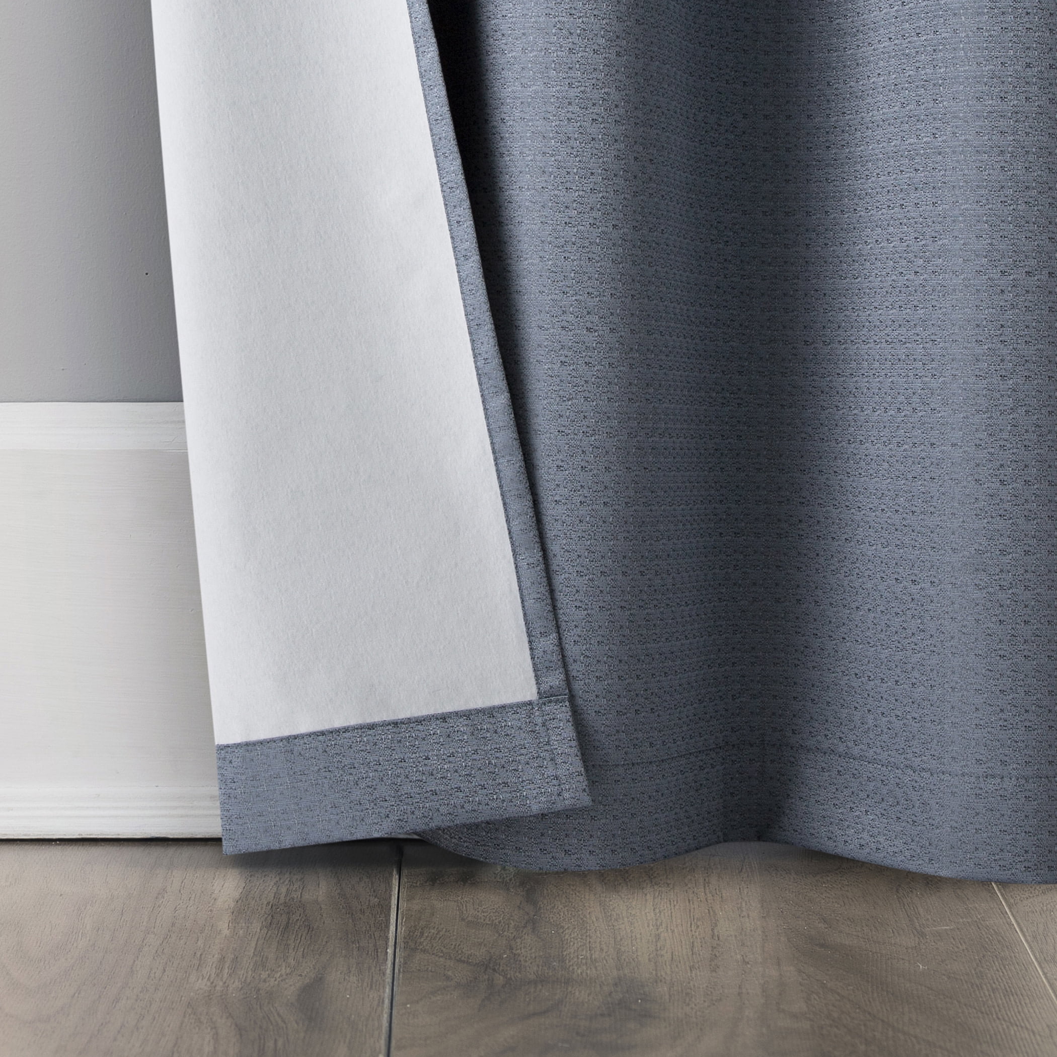 Sun Zero Bryant 2-Piece Textured Thermal Insulated 100% Blackout  Grommet Top Curtain Panel, Denim Blue, 37”W x 108"L
