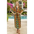 thumbnail image 3 of HAPPY BAY Women's Summer Loungewear Loose Caftan Slit Dress Maxi House Sleep Shirt for Women 2X-3X Scarlett, Floral Botanical, 3 of 5