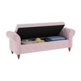 thumbnail image 6 of 63inch End of Bed Storage Bench, Modern Velvet Button Tufted Upholstered Ottoman Bench with Arms, Long Footrest for Bedroom Entryway and Living Room, 500LBS Weight Capacity, Pink, 6 of 7
